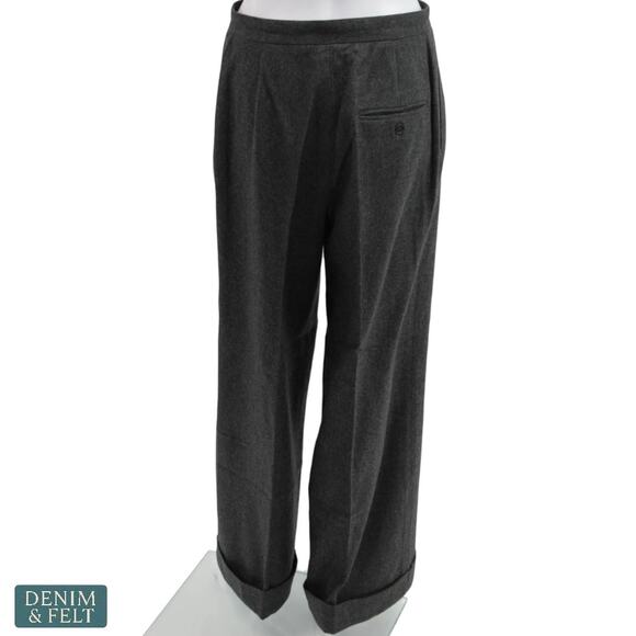 Ralph Lauren Purple Label Cashmere Wool Wide Leg Trouser Pants Gray Size 8 - Picture 3 of 10